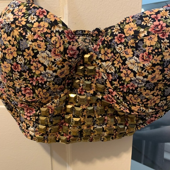 Reverse - Studded Floral Crop Top - Size M - Picture 2 of 4